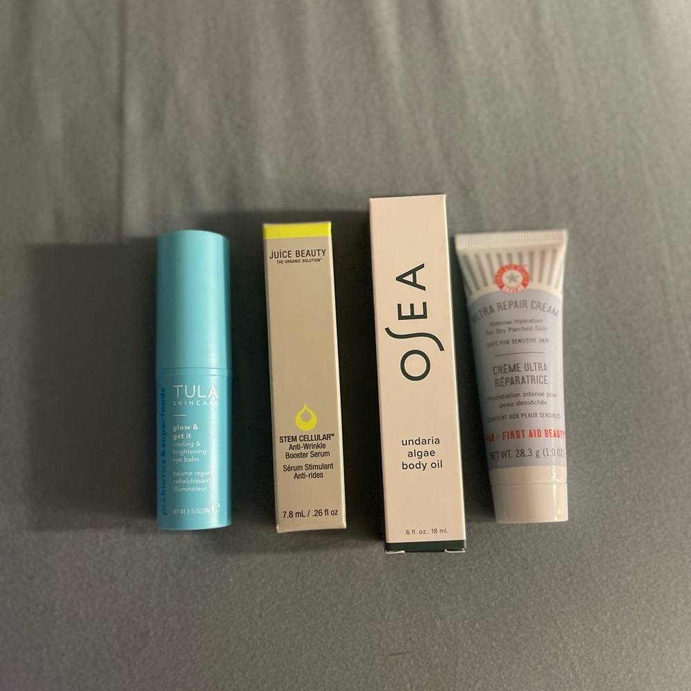 Skincare set! Featuring Tula, First Aide Beauty, Osea, + Juice Beauty